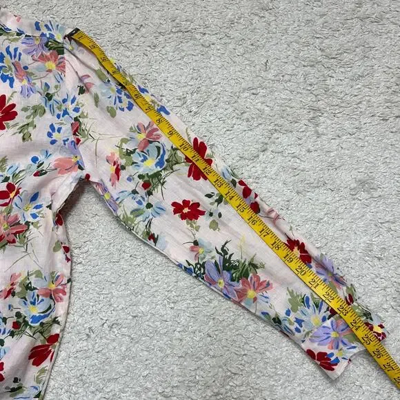 Polo Ralph Lauren Floral Linen Shirt Tunic Button Up Collared Blouse - Picture 6 of 10